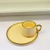 New Concept Middle East Saudi Arabia Irregular rhombic Ceramic coffee cup and plate set, 6 cups and 6 plates, matte glazed copper powder painting gold solid color reinforced porcelain cup and plate set, export ceramic products Specification image